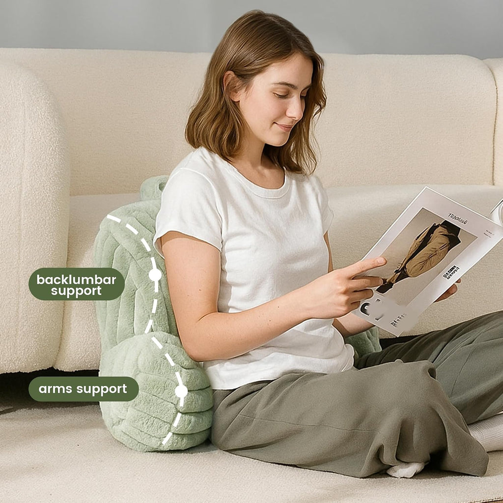 AmélieHome Amélie Home Faux Fur Reading Pillow with Pocket for Sitting in Bed, Kids Backrest Bed Pillow with Washable Cover for Loungi…