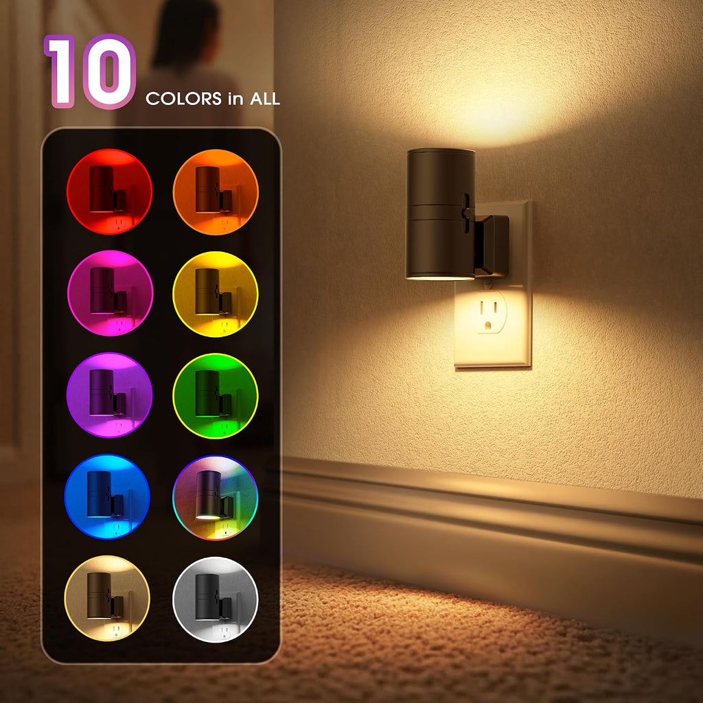 Briignite Night Lights Plug into Wall, 1 Pack 11-Color Changing Night Light with 1 Remote Control, 3000K+6000K+RGB LED Nightlight for…