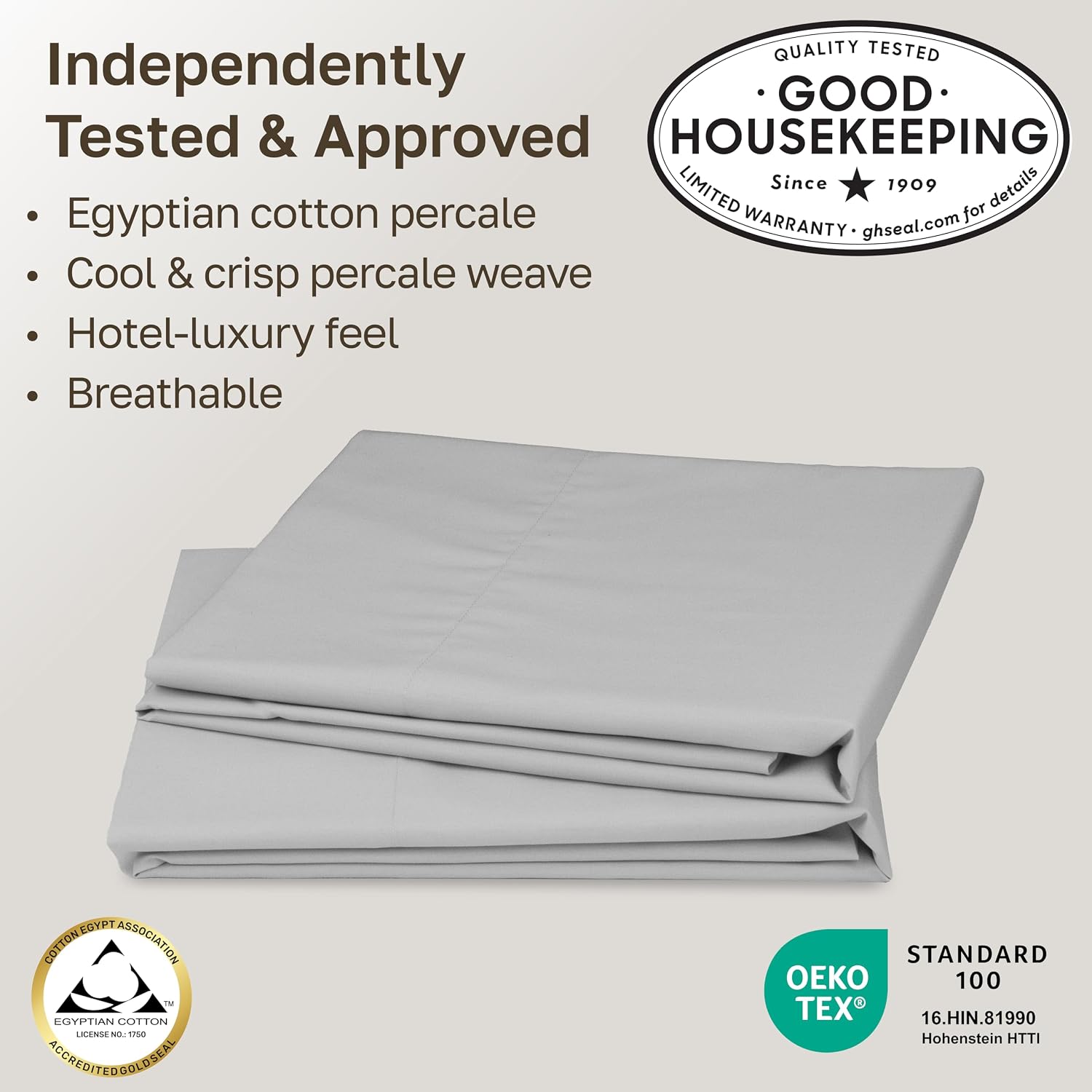 CaliforniaDesignDen California Design Den 100% Egyptian Cotton Pillowcases King Size Set of 2 - Crisp Percale Feel, Soft & Breathable Bed P…