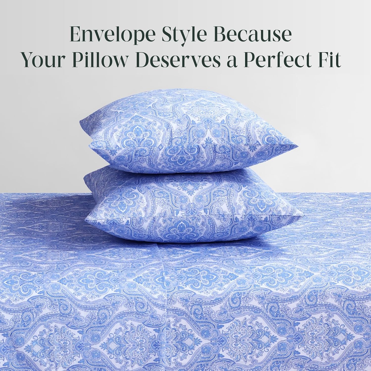 FEATHER & STITCH NEW YORK 100% Cotton 2 Piece King Pillow Cases, 300TC Ultra-Soft Pillowcases with Envelope Closure, Wrinkle- Fade- Stain…