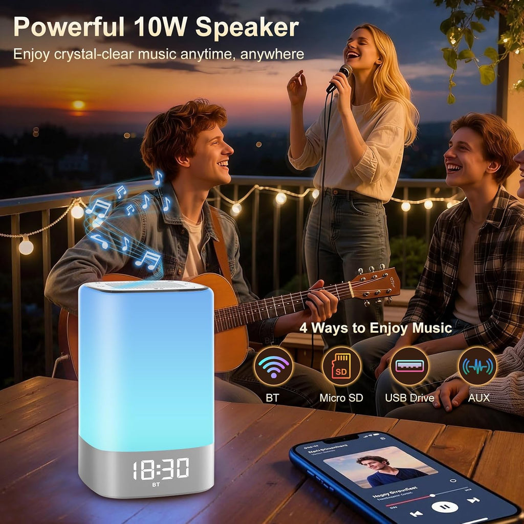 Sound Machine with 32 Soothing Sounds, Alarm Clock, White Noise Machine, Night Light, Bluetooth Speaker, App Control, Timer, Alarm Clock…