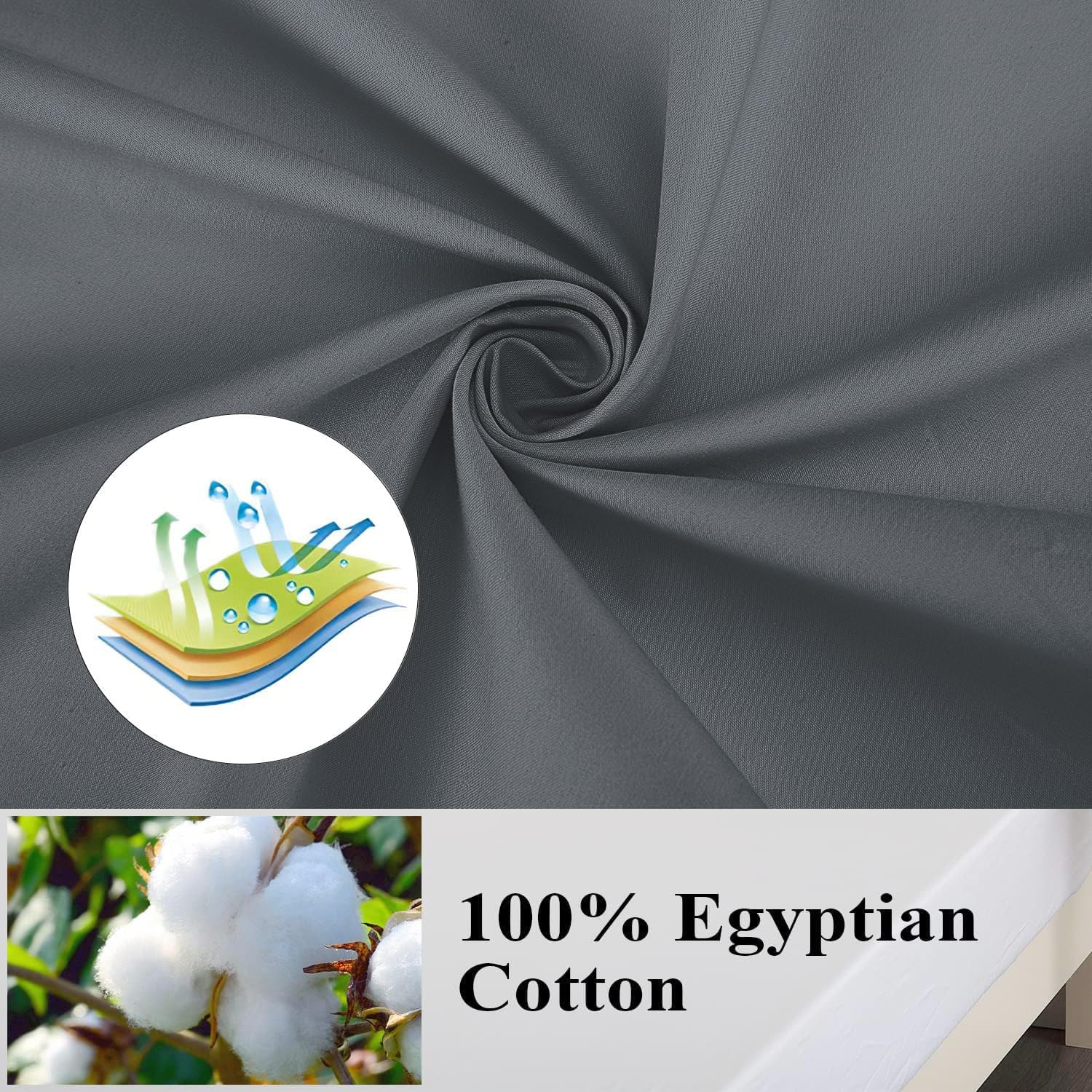 ShunjieHome 100% Egyptian Cotton Pillow Cases Set of 2, King Size 400 Thread Count Cooling Pillowcases, Soft and Breathable Pillow Covers w…