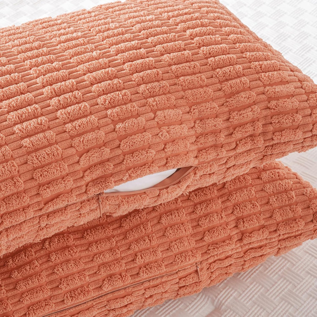 Fancy Homi Decorative Throw Pillow Covers for Bed Couch Bedroom Bench, Soft Corduroy Solid Pillow Case, Rustic Farmhouse Boho Room…
