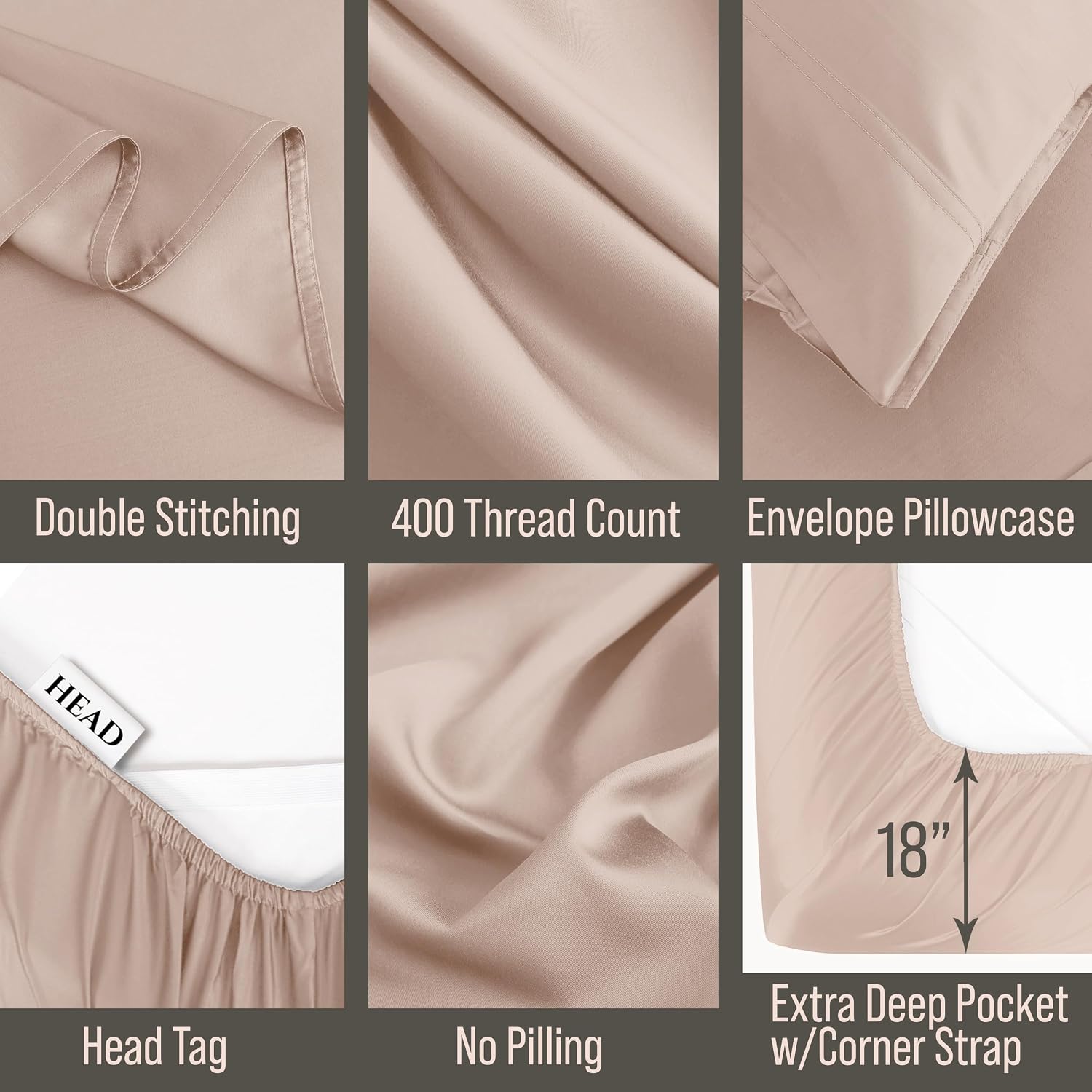 Bella Coterie 6 Piece Luxury Bamboo Viscose Split Top King Size Sheet Set | 34" Split for Adjustable Beds | 100% Organically Grown|…