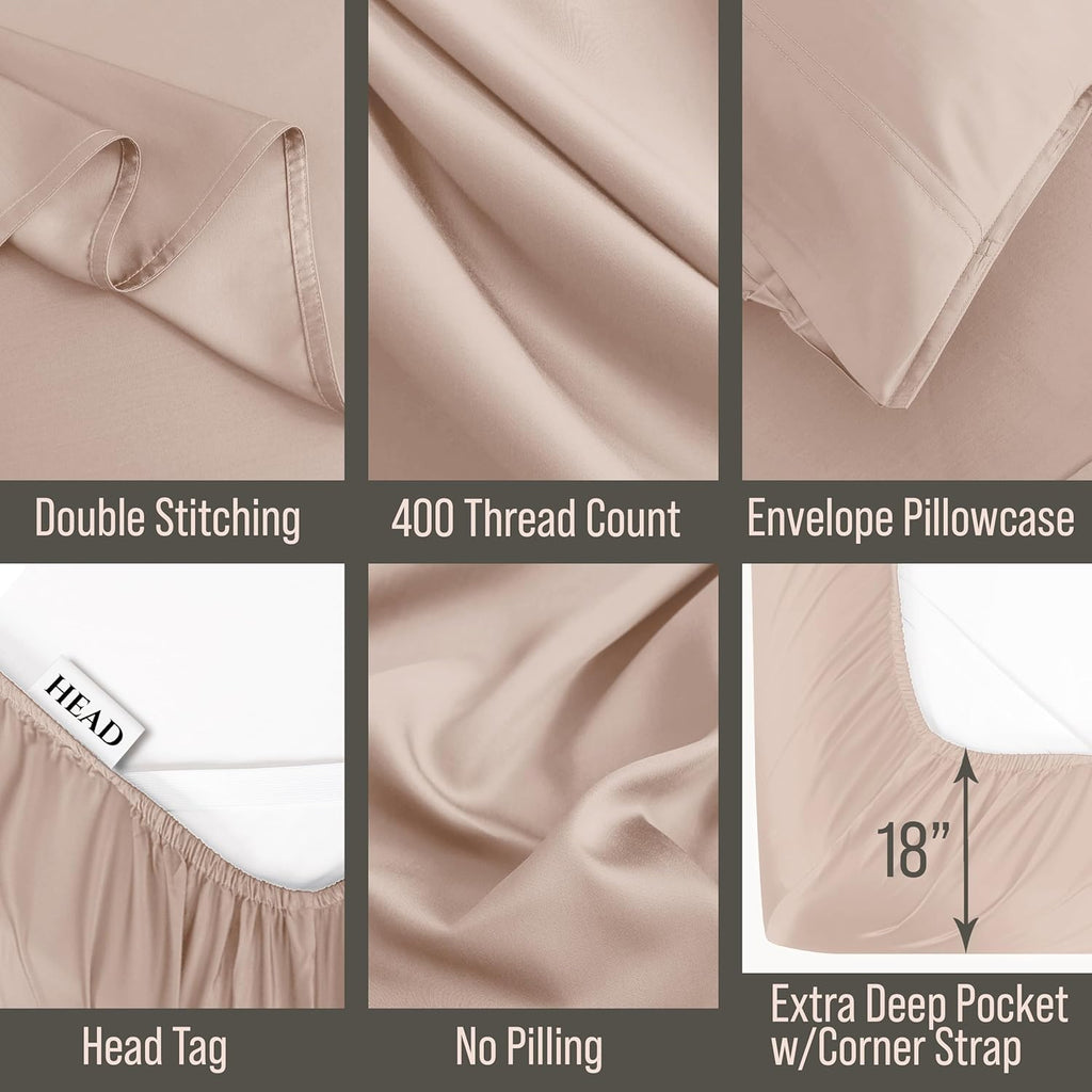 Bella Coterie 6 Piece Luxury Bamboo Viscose California King Size Sheet Set | 100% Organically Grown | Cooling for Hot Sleepers | 18" Deep…