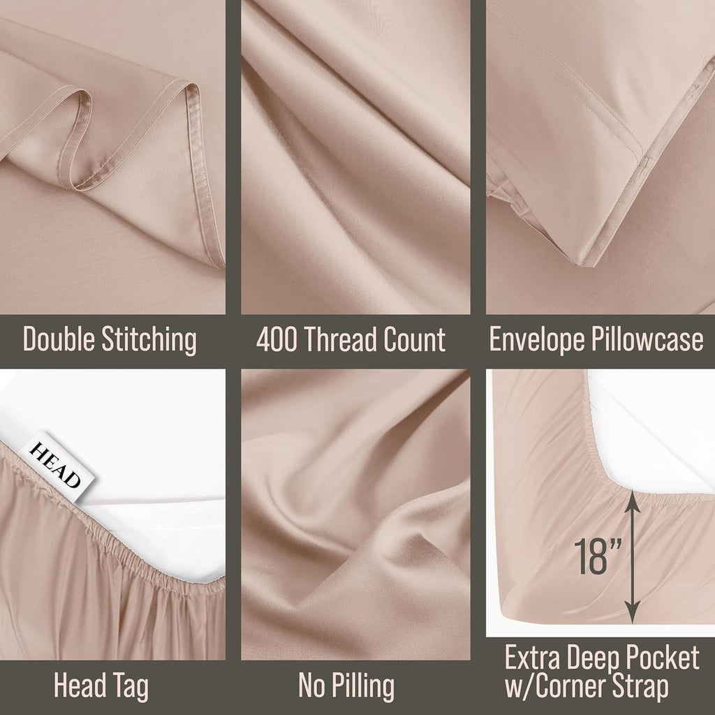Bella Coterie Luxury Bamboo Viscose Queen Size Sheet Set | 100% Organically Grown | Ultra Soft | Cooling for Hot Sleepers | 18" Deep…