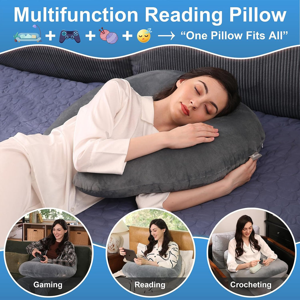 Ergonomic U-Shape Gaming & Lap Pillow - Crochet Pillow & Reading Support Pillow with Arm Relief, Comfort for Gamers, Crafters & Book…