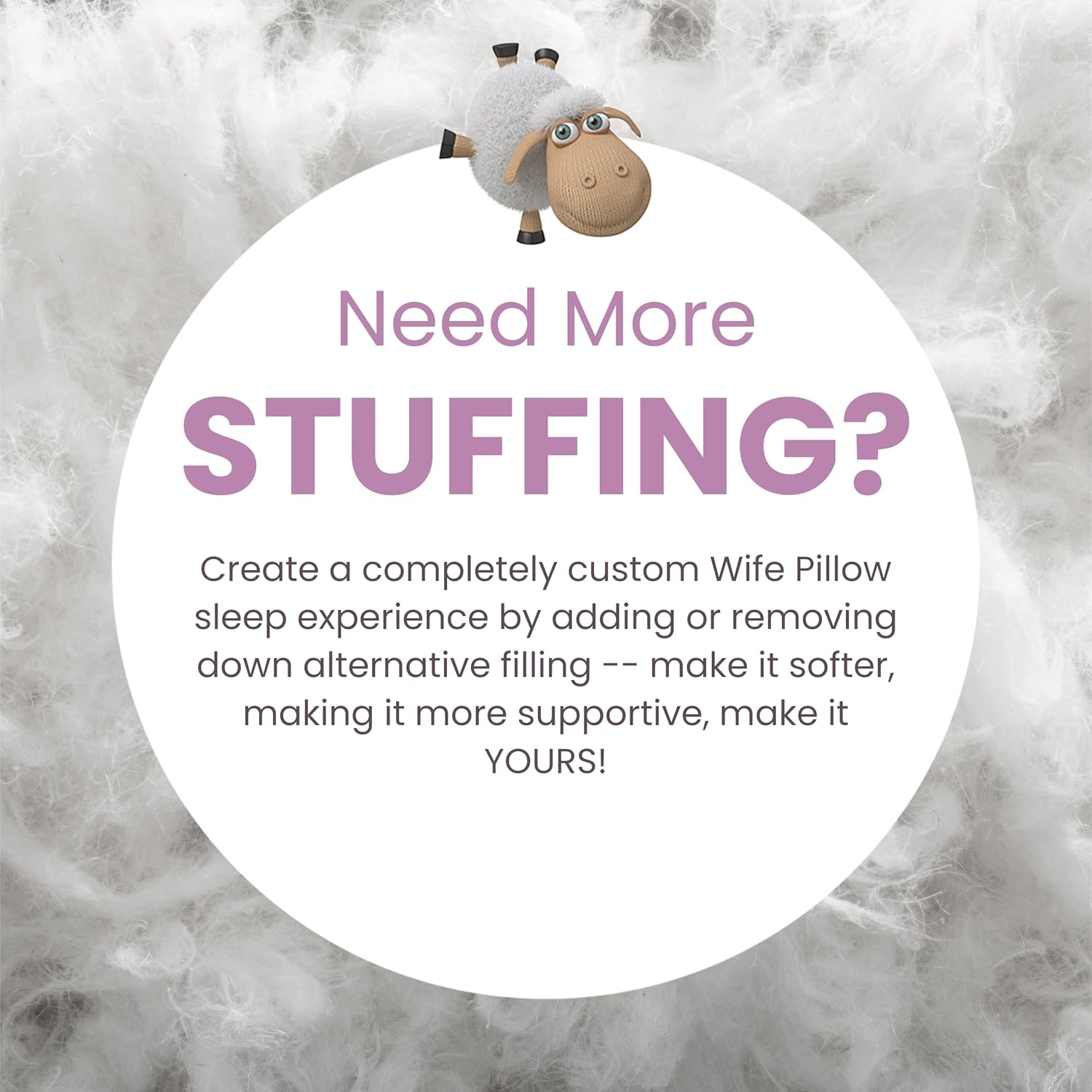 Home Wife Pillow - Fiberfill, 1 LBS Extra Bag of Stuffing, Siliconized Down Alternative Resilience Blend, Extra Fluff to Customize Comfort…