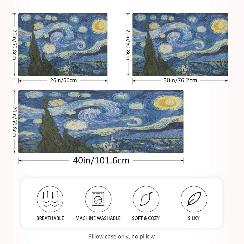 Blueangle Van Gogh The Starry Night Art Satin Pillowcase for Hair and Skin Silk Pillowcase, King Size(20x40 inches) - Satin Pillow Covers…