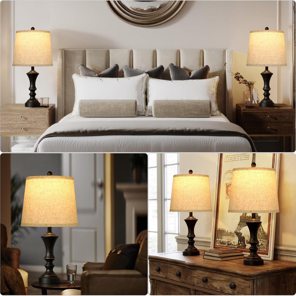 ROTTOGOON Retro Table Lamps Set of 2, Nightstand Lamp for Bedroom Vintage Rustic Table Lamps for Living Room Traditional Nightstand…