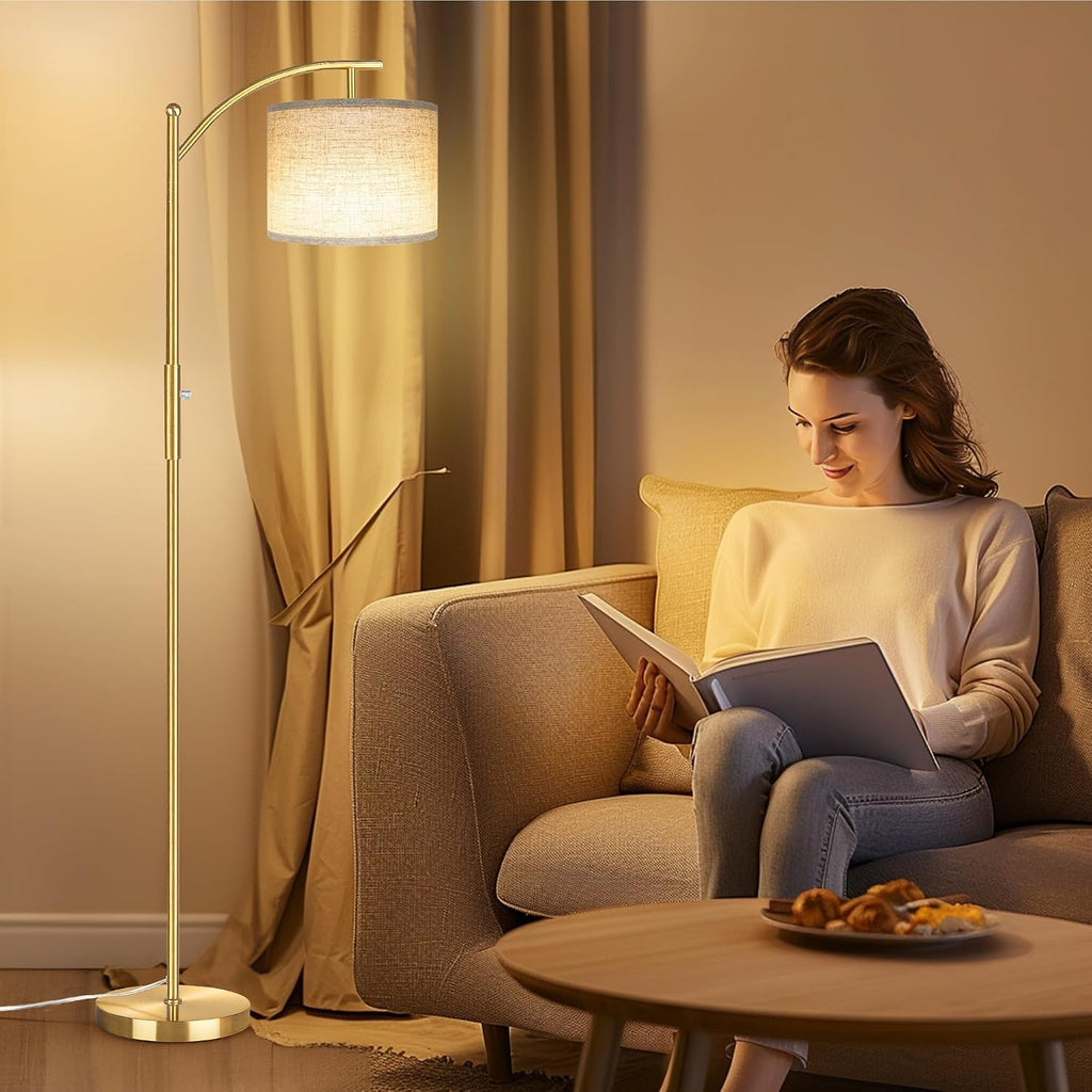 ROTTOGOON Dimmable Floor Lamp, Arc Floor Lamps for Living Room, Stepless Dimming Modern Standing Lamp with Linen Shade, Tall Lamp for…