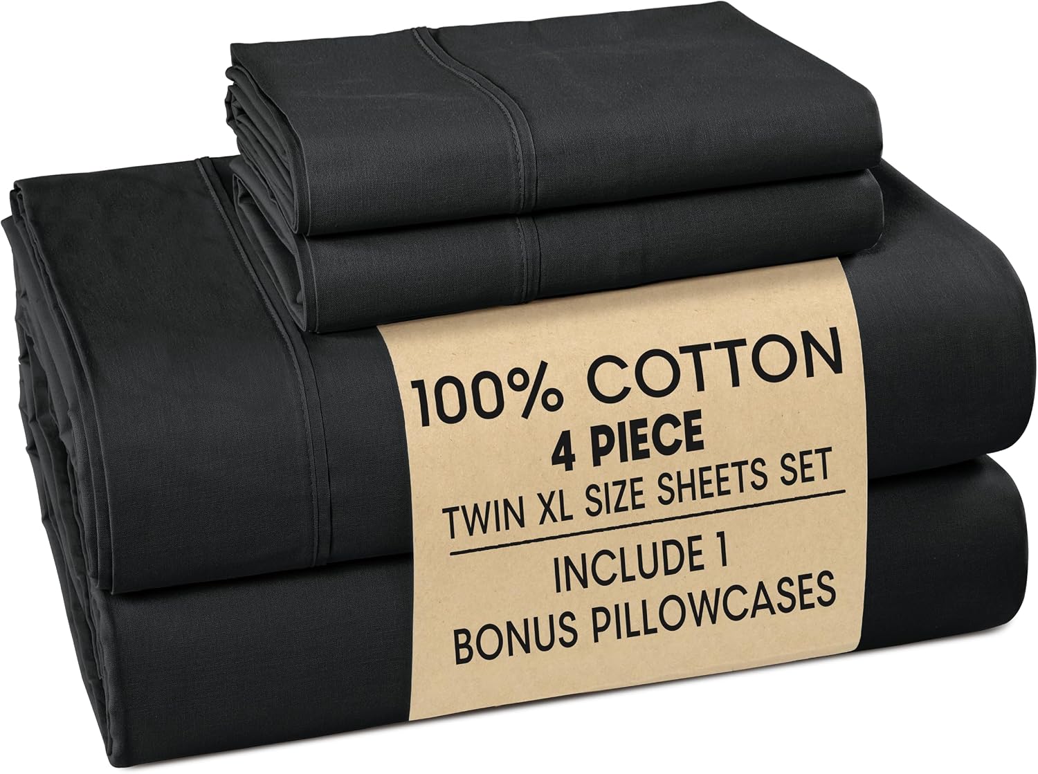 Casa Platino Sheets Twin XL – 4 Piece Crisp Percale Twin XL Cooling Sheets with 15" Deep Pockets, Lightweight & Cool Feel for All…