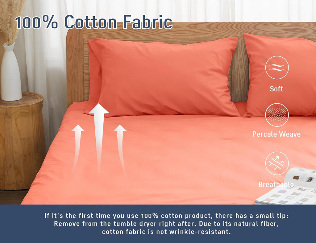 Homtec Pillow Cases, Standard Queen Size Cotton Percale Weave Pillowcases, Pre-Shrunk Breathable and Hypoallergenic Pillowcases, Set of 2 (…