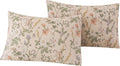 ECOCOTT 2 Pack Floral Pillowcases King Size, 100% Washed Cotton Pillow Cases with Envelope Closure, Vintage Botanical Flower Printed…