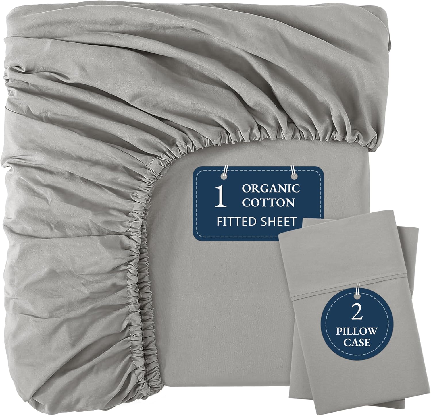 LANE LINEN Twin XL Fitted Sheet, 100% Organic Cotton 2-Piece Set (1 Fitted Sheet, 1 Pillowcase), Percale Weave, Bottom Sheet, Soft…