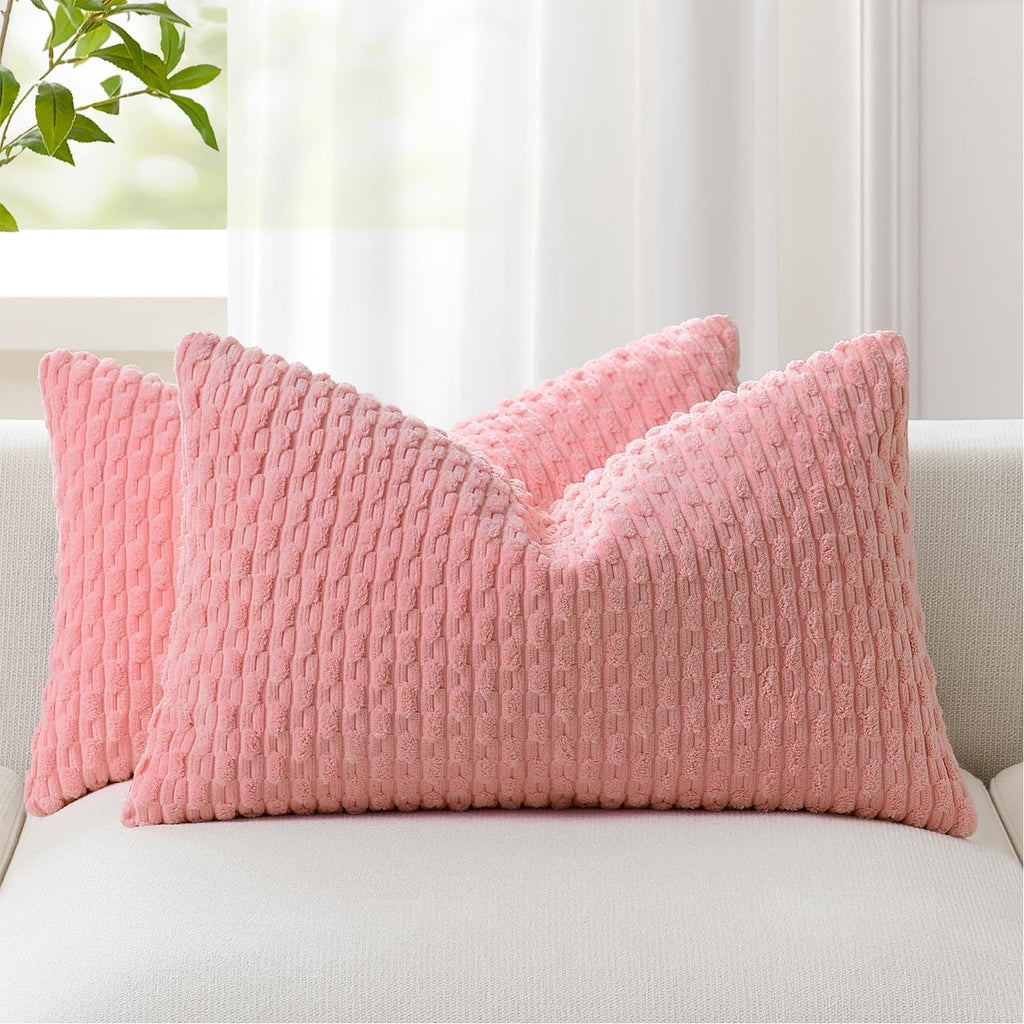 KevinTextile Kevin Textile Valentines Day 12x24 Inch Pillow Cover 1 Pack Boho Decorative Soft Striped Corduroy Lumbar Farmhouse Accent Rect…