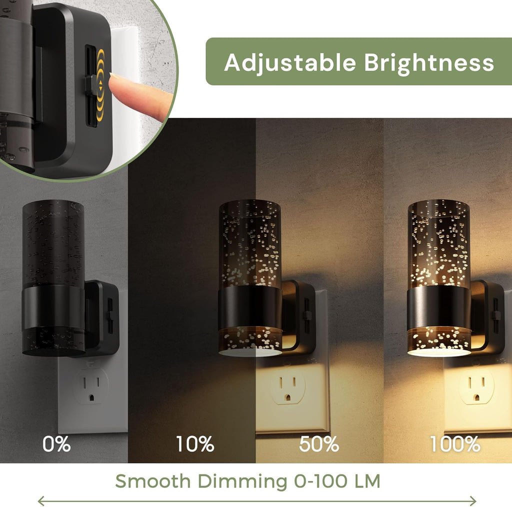 L LOHAS LED Night Lights Plug into Wall, 2 Pack Acrylic Bubble Night Light, Dimmable Nightlight with 0-100 LM, 3000K Plug in Night Light…
