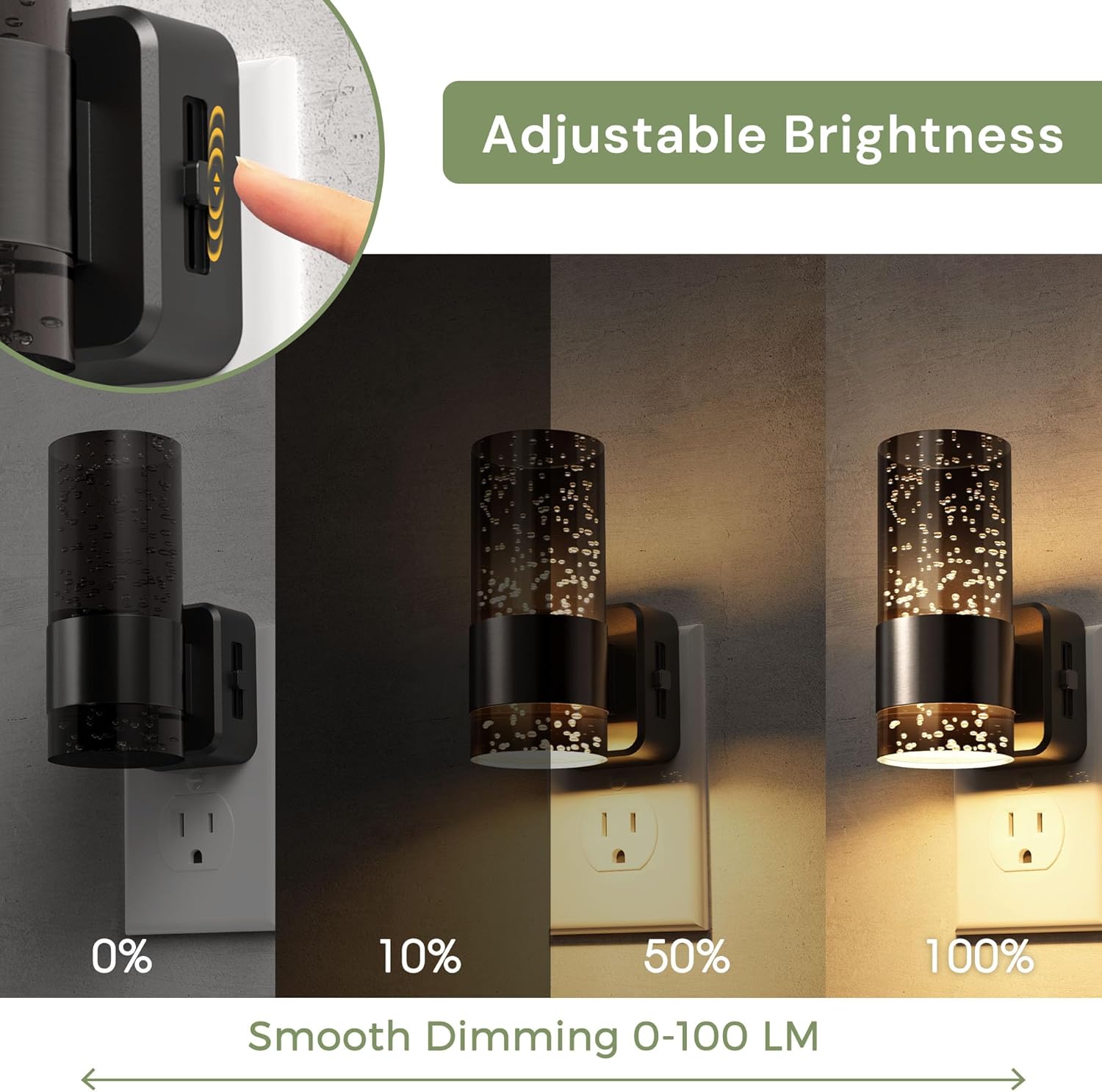 L LOHAS LED Night Lights Plug into Wall, 2 Pack Acrylic Bubble Night Light, Dimmable Nightlight with 0-100 LM, 3000K Plug in Night Light…