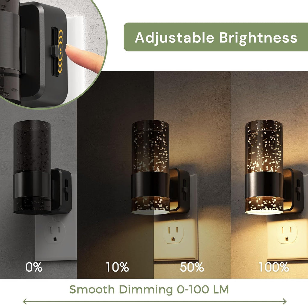L LOHAS LED Night Lights Plug into Wall, Acrylic Bubble Night Light, Dimmable Nightlight with 0-100 LM, 3000K Plug in Night Light with…
