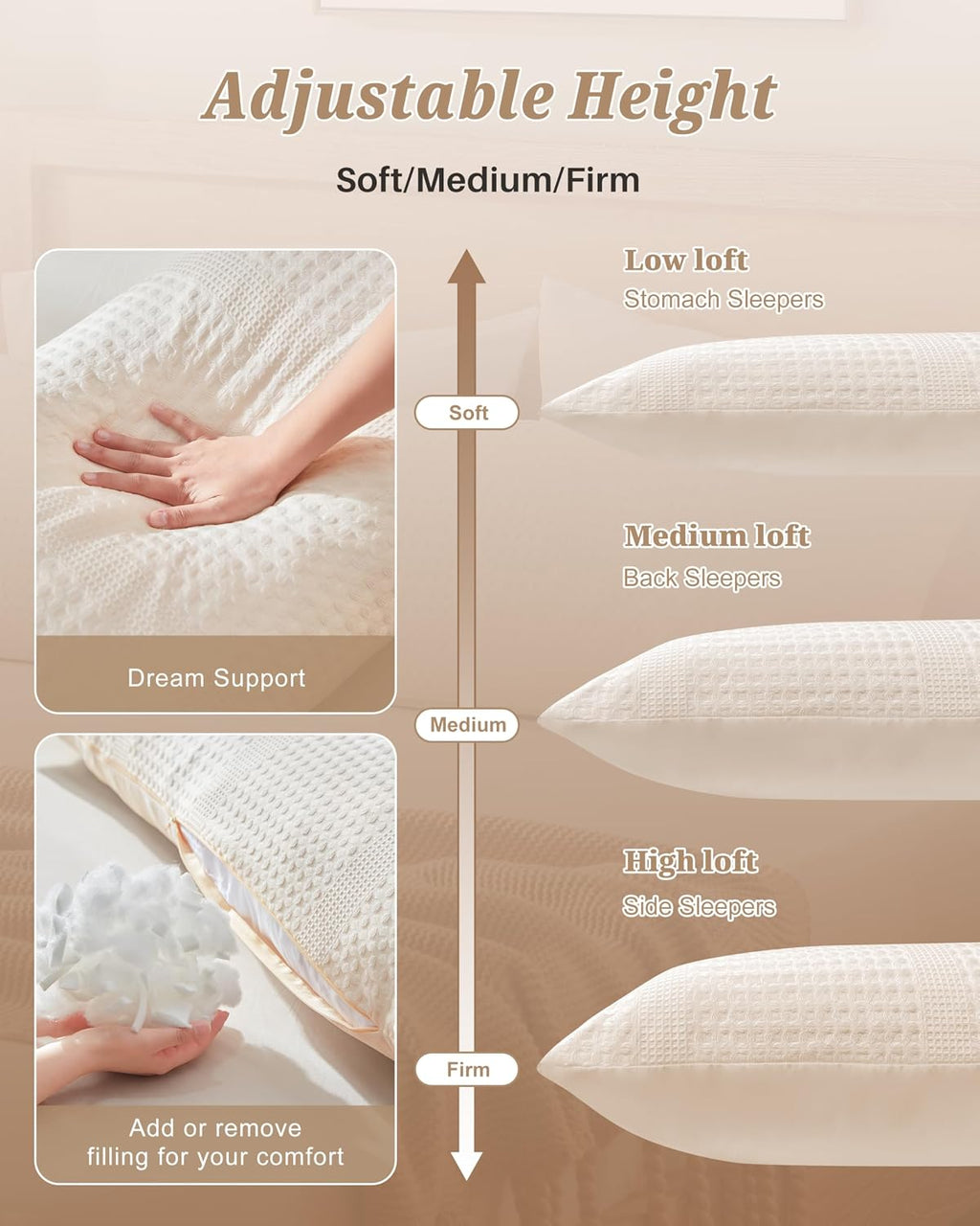 YZ HOME Waffle Weave Body Pillow for Adults - Memory Foam Body Pillow with Removable Pillowcase - Firm and Fluffy - Large Long Bed…