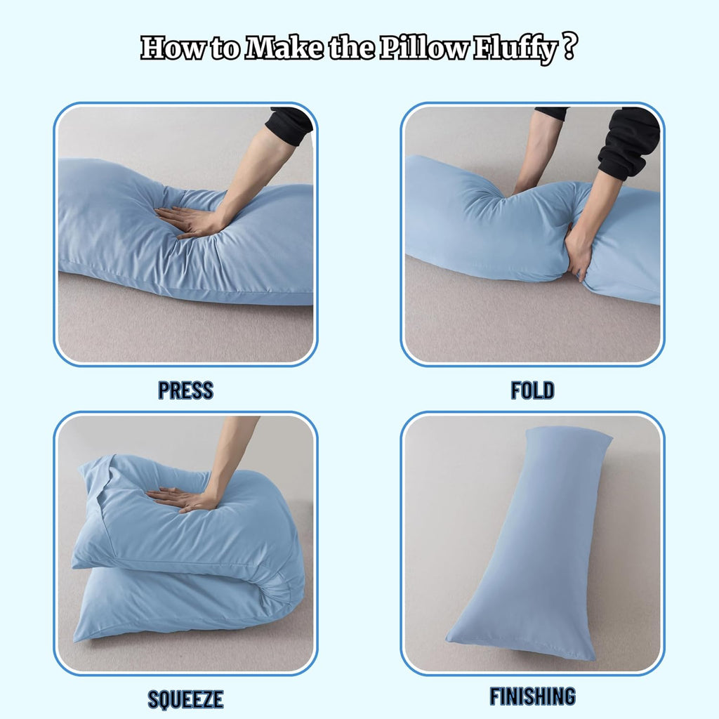 Ubauba Memory Foam Body Pillow with Cover, Full Large Body Pillows Insert for Adults with Envelope Closure Pillowcase, Firm & Fluffy Long…