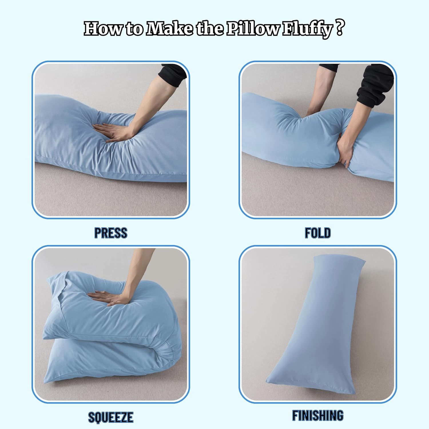 Ubauba Memory Foam Body Pillow with Cover, Full Large Body Pillows Insert for Adults with Envelope Closure Pillowcase, Firm & Fluffy Long…