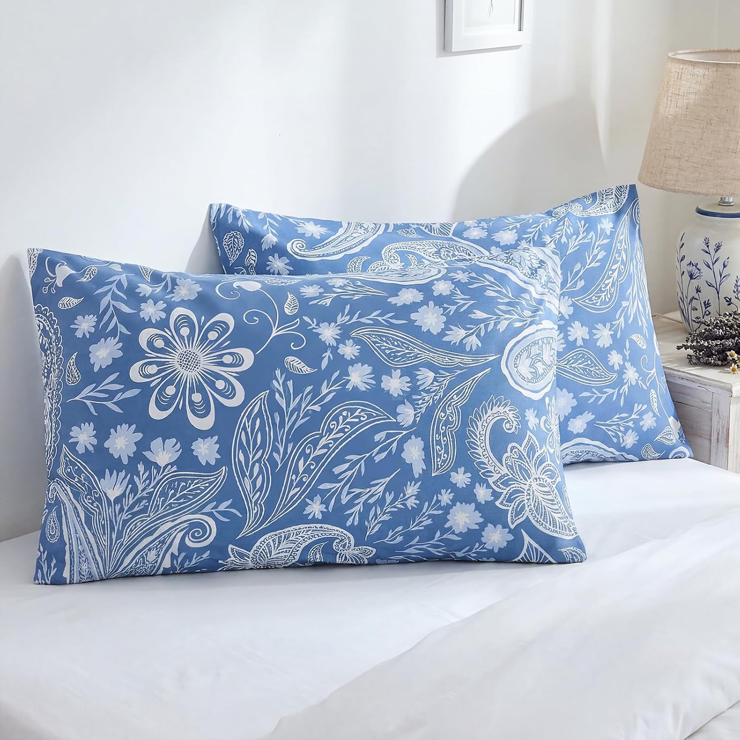 Bedorm Standard Size Pillow Cases Set of 2 Paisley Floral Pillow Covers Soft & Breathable 100% Cotton Pillowcases Boho Chic Decorative Pill…