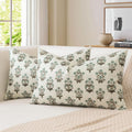 OTOSTAR Floral Print Pillow Covers 12x20 Inch Pack of 2 Double-Sided Brown Green Flower Lumbar Throw Pillow Covers Farmhouse Rustic…