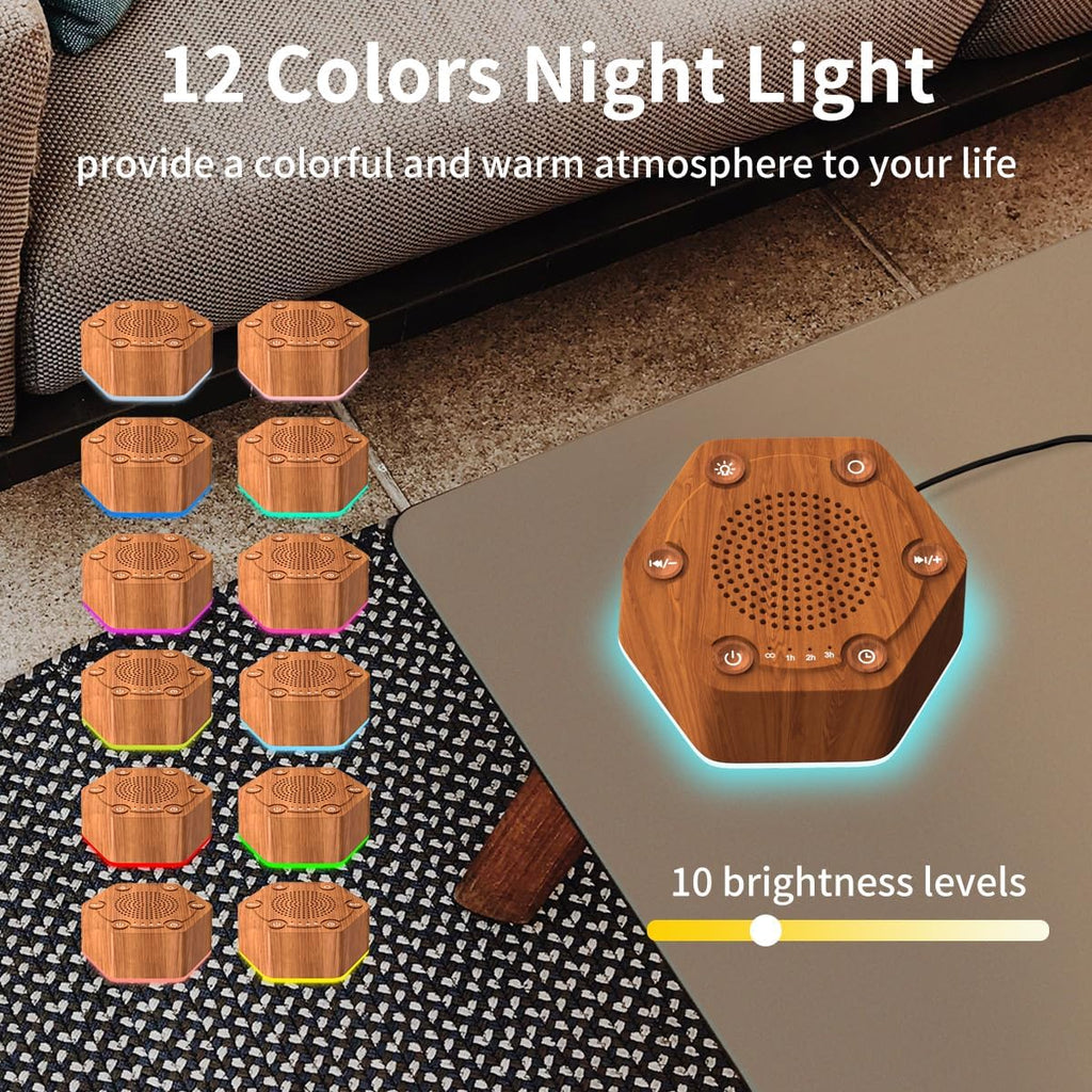 WowSleep Sound White Noise Machines High Fidelity 30 Unique Non-Looping Soothing Sounds 12 Colors Night Light 4 Timers 10-Level Brightness…