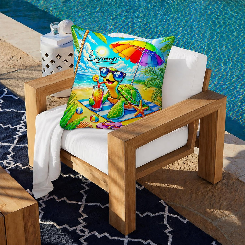 BlissYard Summer Beach Throw Pillow Covers Set of 18x18 Decorative Pillow Covers Cute Sea Turtle Ocean Theme Cushion Covers for Couch…