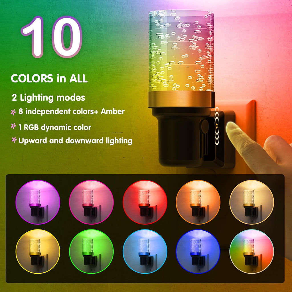 L LOHAS LED Night Light, Dimmable Night Lights Plug into Wall, Color Changing Nightlight RGB with Auto Light Sensor for Halloween…