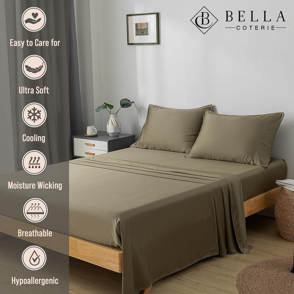Bella Coterie Luxury Bamboo Viscose 34” Split Top King Size Sheet Set | 1 Fitted Sheet for Sleep Number & Adjustable Beds | 100%…