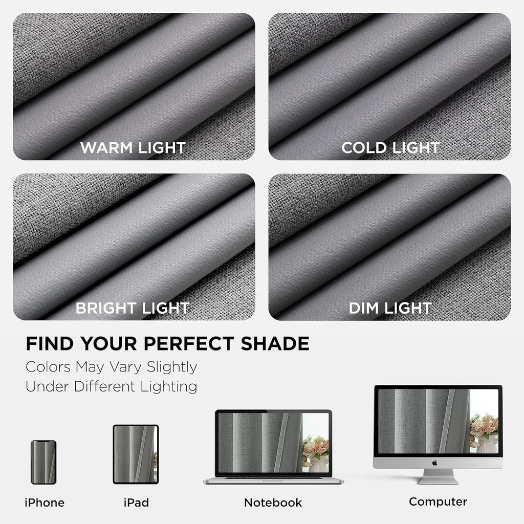Joydeco Light Grey Blackout Curtains 84 Inches Long, Curtains 84 Inch Length 1 Panel for Bedroom, Thermal Insulated Linen Black Out…