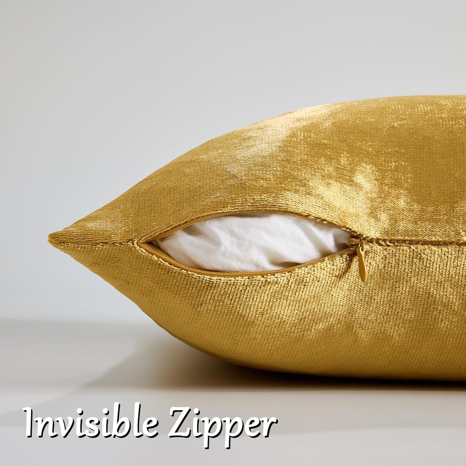 GIGIZAZAFocusingonhomedecoration GIGIZAZA Gold Velvet Decorative Throw Pillow Covers 24x24 for Sofa Bed 2 Pack Soft Cushion Cover 2 Pack Go…