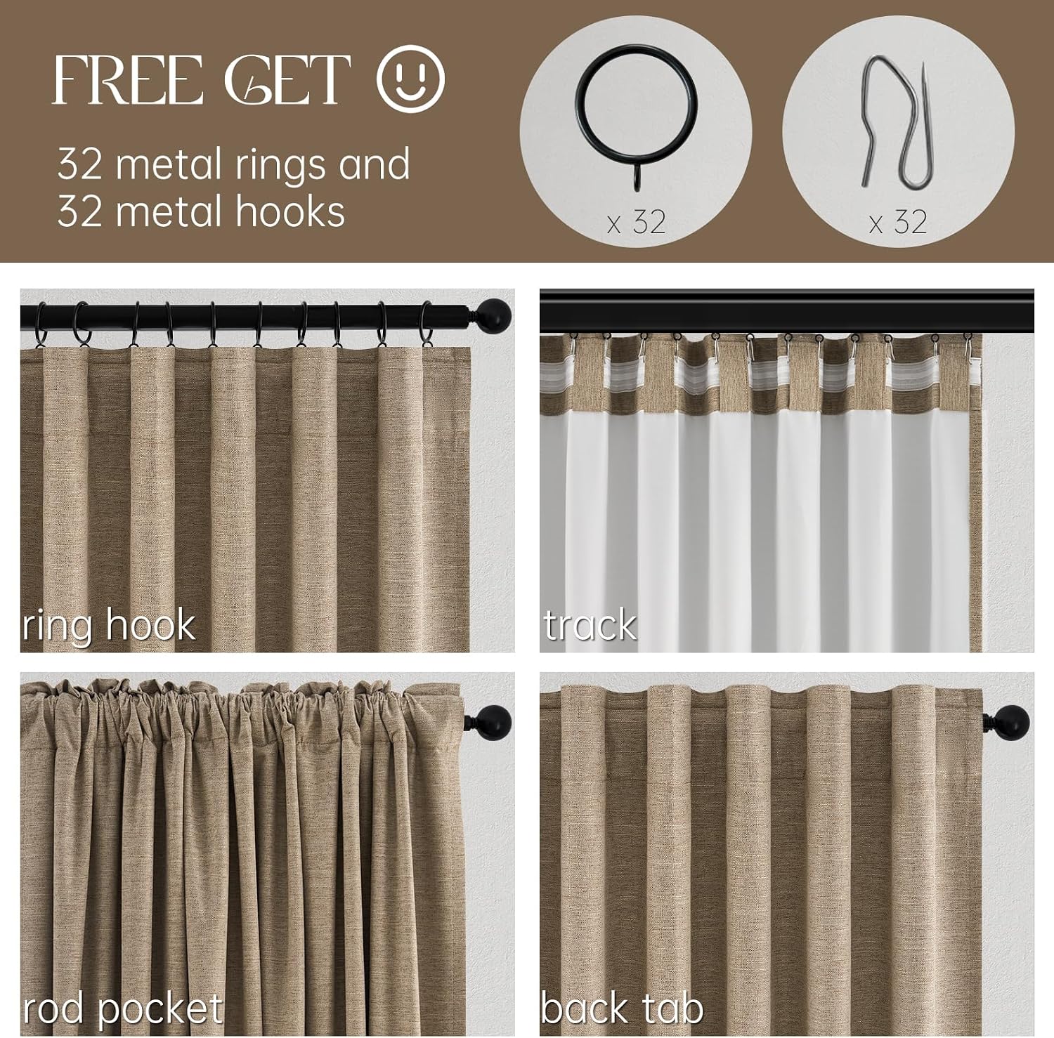 Topfinel Total Blackout Curtains 72 Inches Long 2 Panels for Bedroom Burlap Linen Heavy Insulated Bay Window Curtains Boho Farmhouse Drapes…