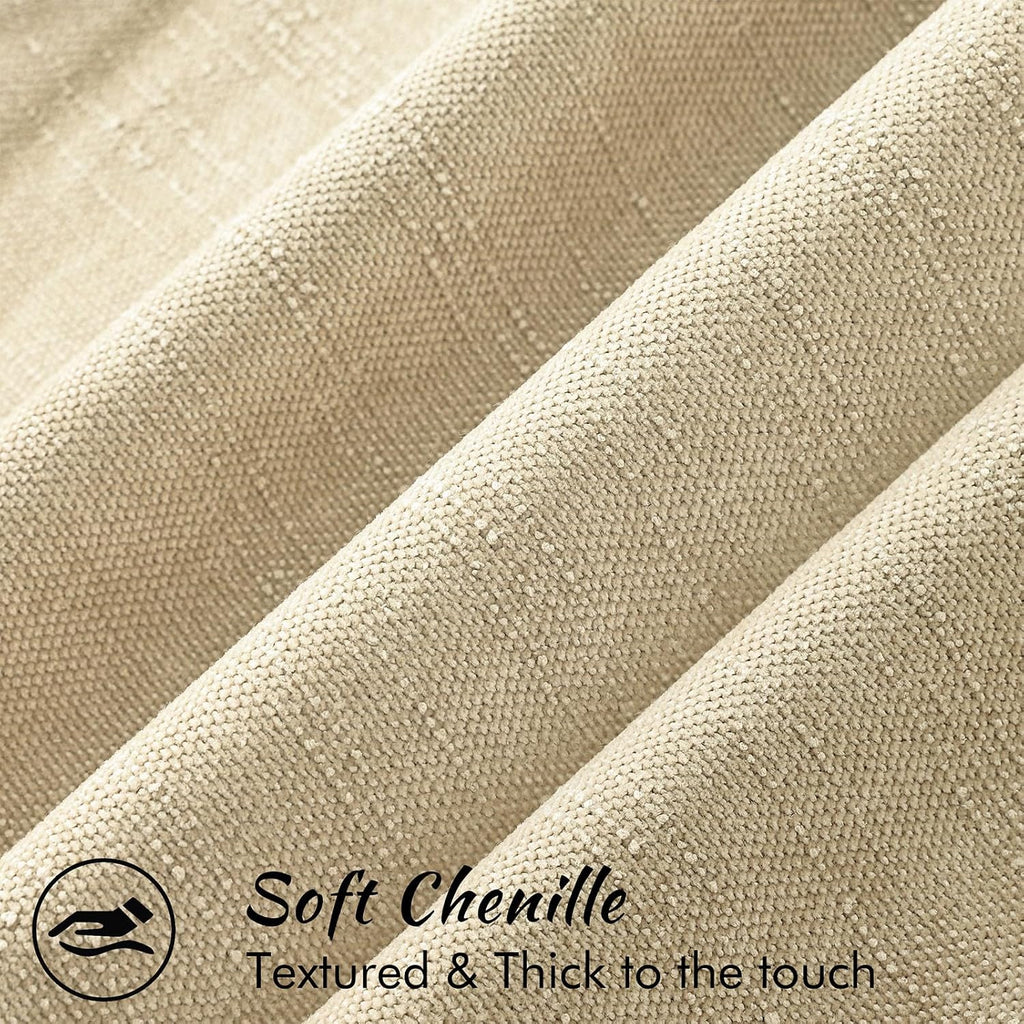 decorUhome Chenille Throw Pillow Covers 20x20 Set of 2, Square Decorative Pillow Covers with Zipper for Couch, Sofa, Living Room, Tan