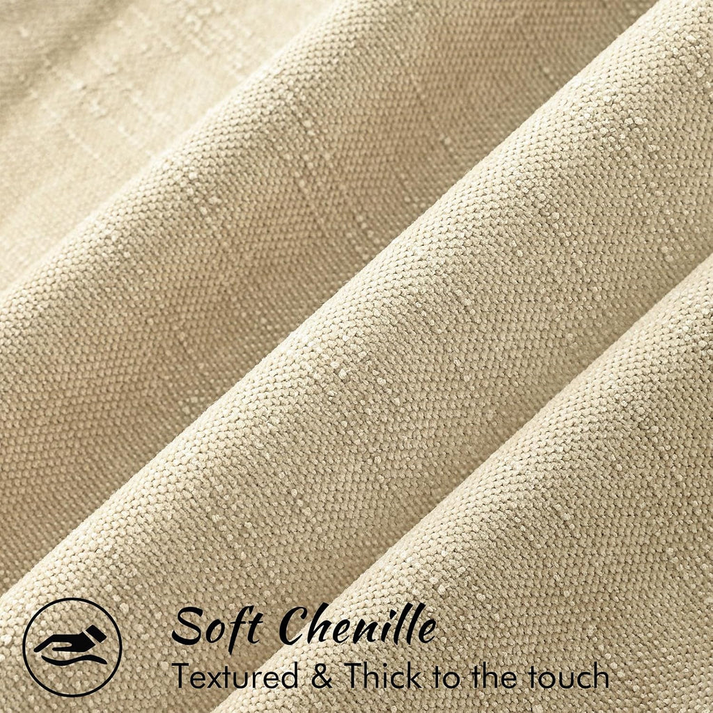 decorUhome Chenille Throw Pillow Covers 24x24 Set of 2, Square Decorative Pillow Covers with Zipper for Couch, Sofa, Living Room, Tan