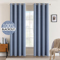 Miulee Linen Texture Curtains for Bedroom Solid 100% Blackout Thermal Insulated Stone Blue Curtains Grommet Room Darkening Drapes Luxury De…