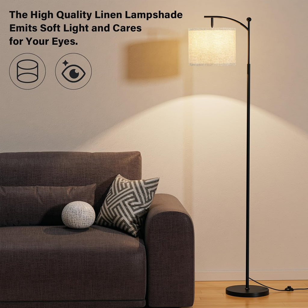 Ambimall 60" Floor Lamp for Living Room with 3 Color Temperatures, Adjustable Grey Shade with Black Pole, Tall Lamp for Bedroom Office…