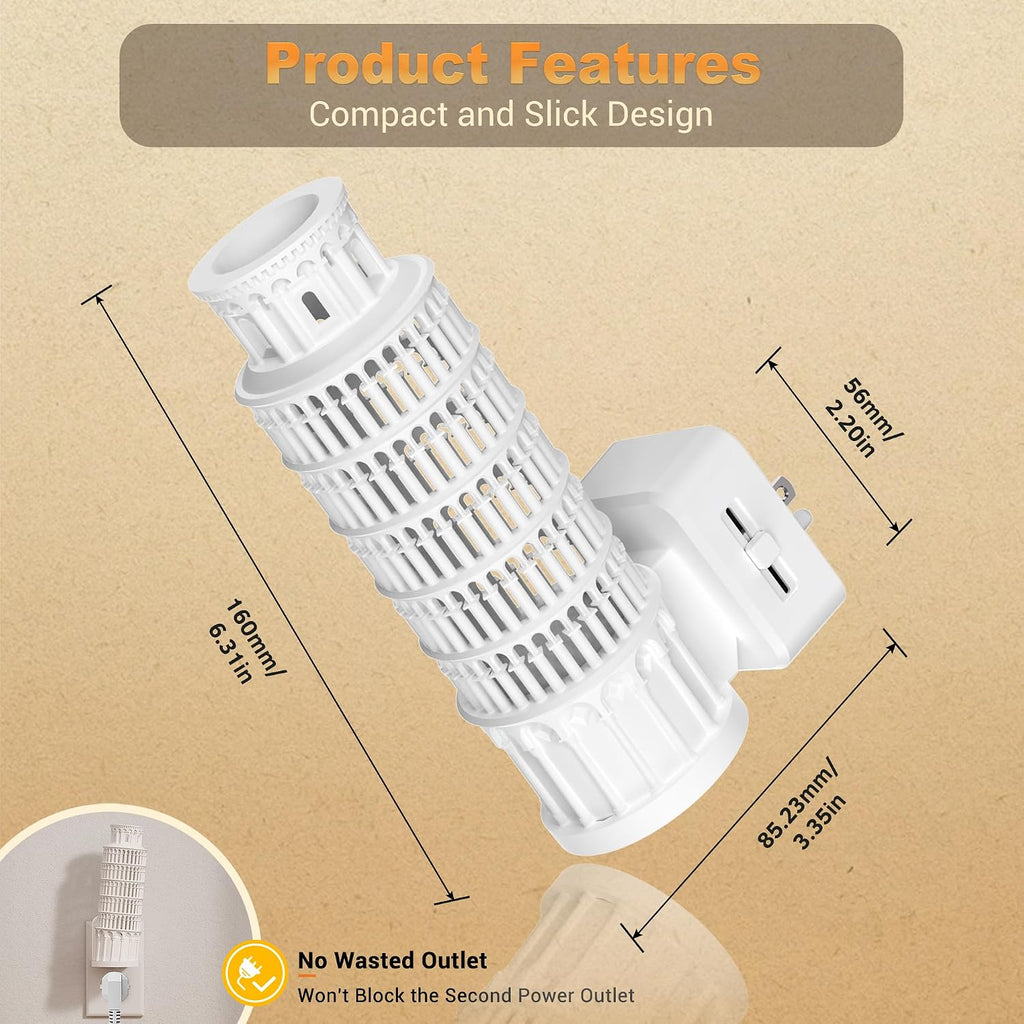 JandCase Night Lights Plug into Wall,3D Printed Leaning Tower of Pisa Night Light,3000K Plug in Nightlight with Dusk to Dawn…