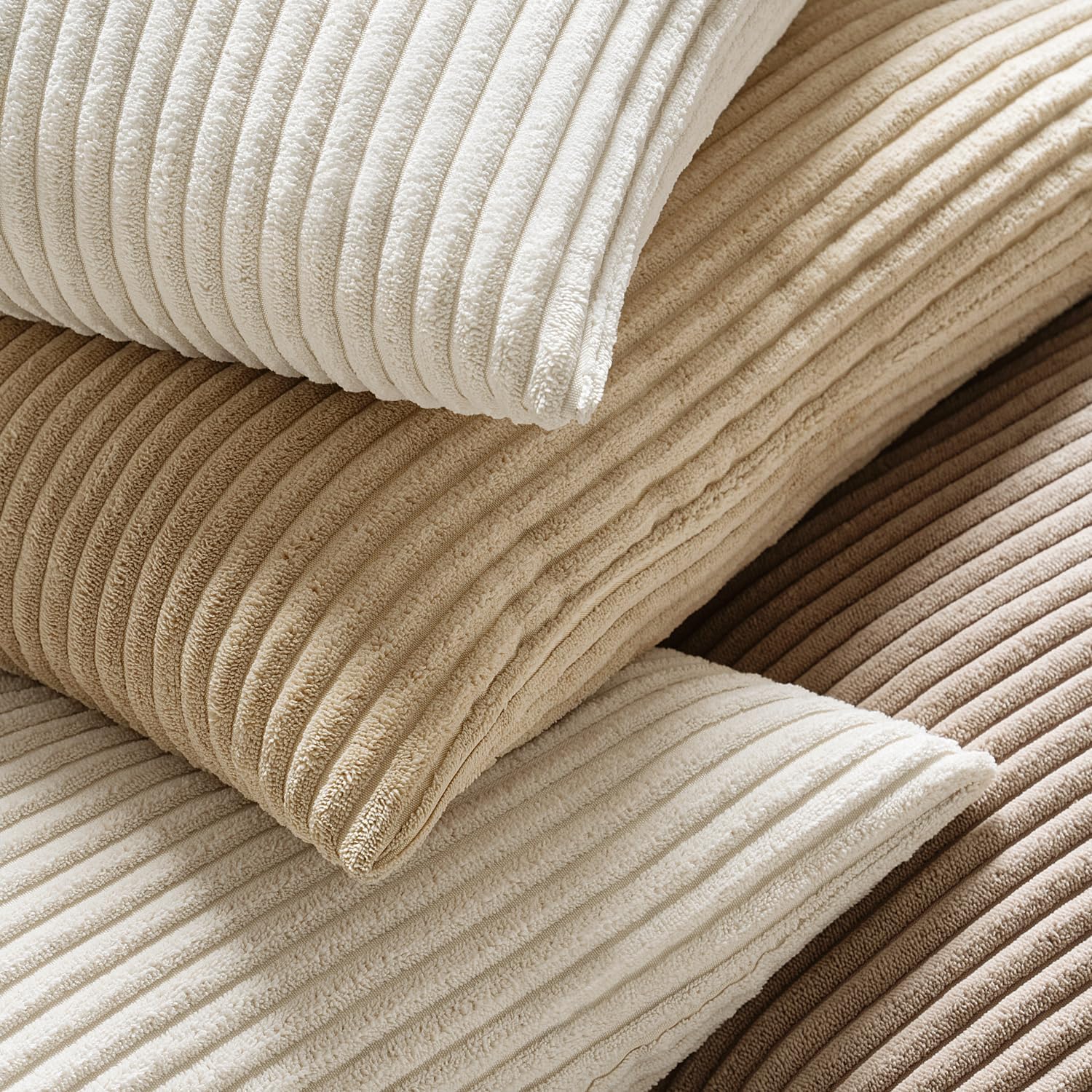 MIULEE Summer Pack of 2 Corduroy Pillow Covers Soft Soild Cushion Cases Decorative Square Throw Pillow Covers Cream White Pillowcases for…