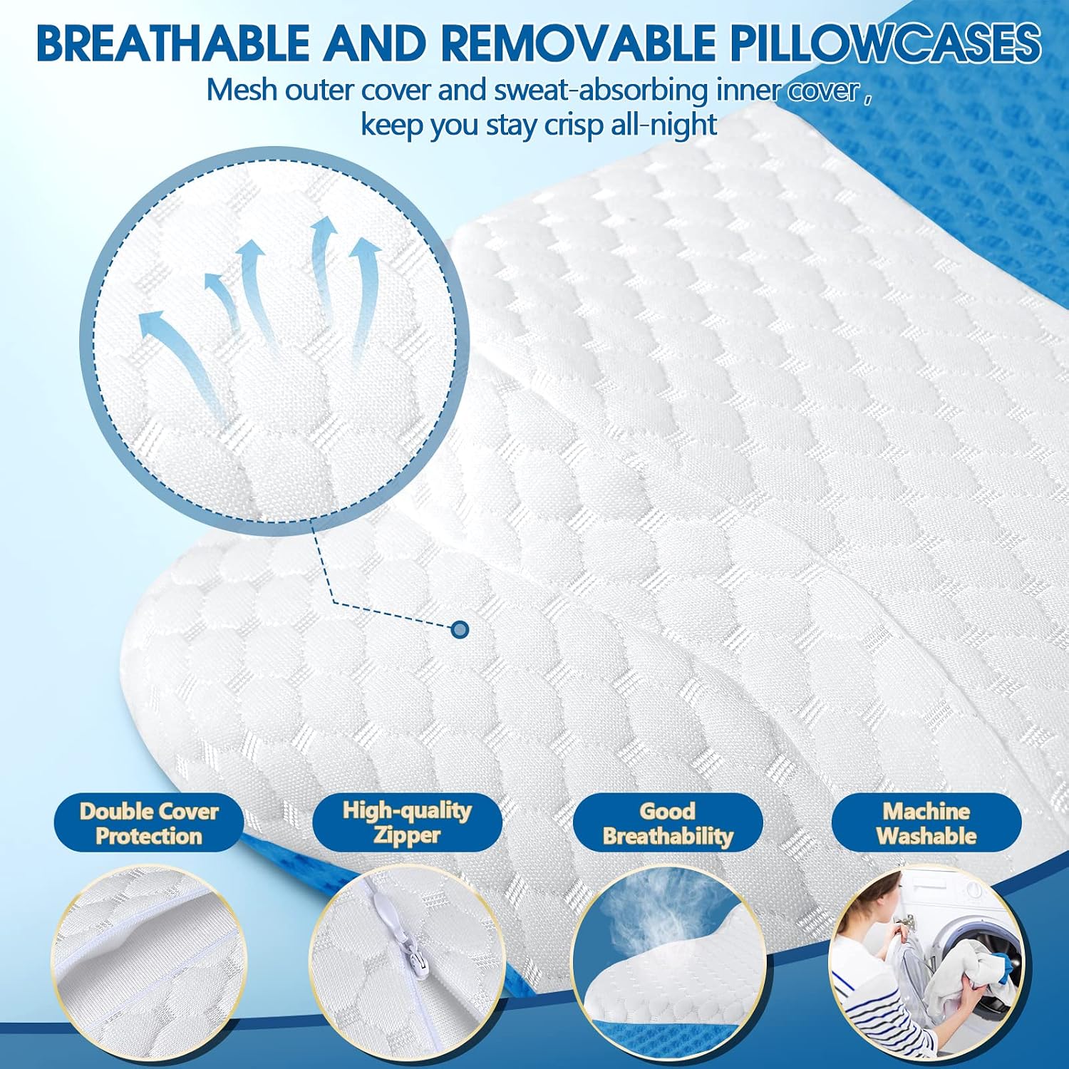 CHxxy Memory Foam Pillows, Cervical Pillow for Neck and Shoulder, Ergonomic Contour Bed Pillow, Soft for Side Sleep Stomach Sleeping and B…