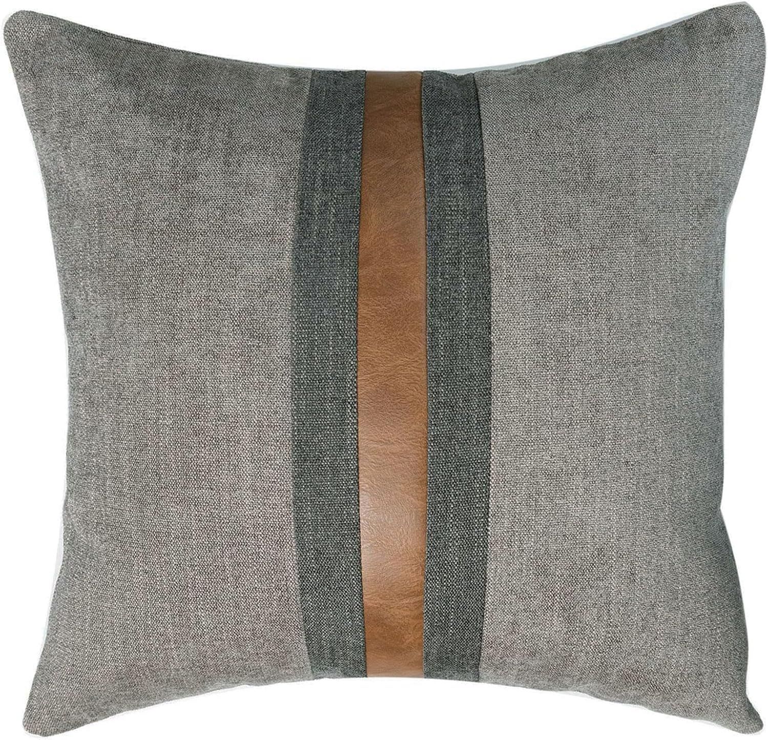 Farmhouse Decorative Outdoor Throw Pillow Covers for Couch Sofa Bed Brown Faux Leather Accent Pillow Cover Modern Decor Pillow Case 18 x…