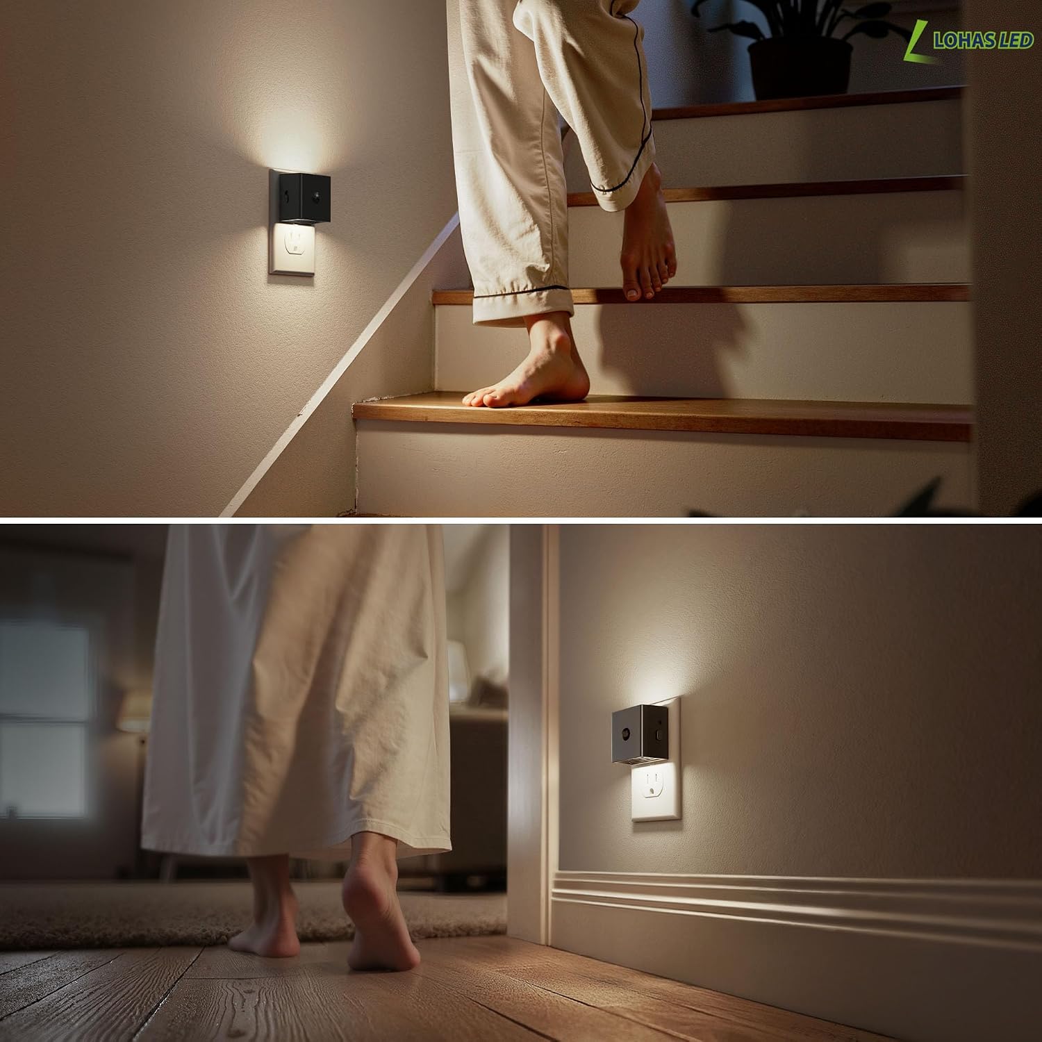 L LOHAS LED Motion Sensor Night Light, [2-Pack] Motion Activated Night Light, Motion Sensor and Dusk to Dawn Sensor, Brightness…