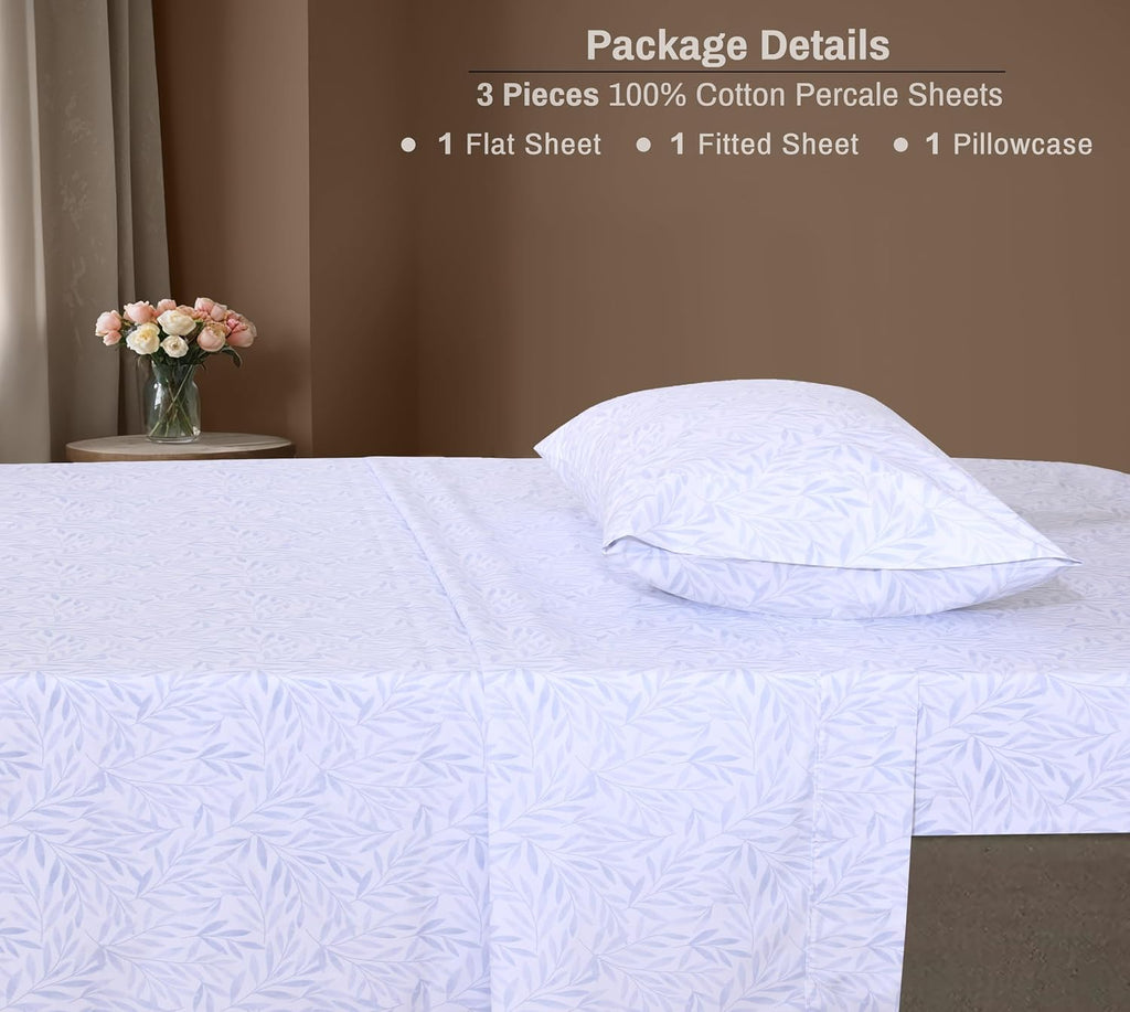 Zoyer 100% Cotton Sheets – Twin Size Percale Bedding, Cooling & Breathable, Durable with a Crisp, Soft & Comfortable Feel, 16" Deep Pocket,…