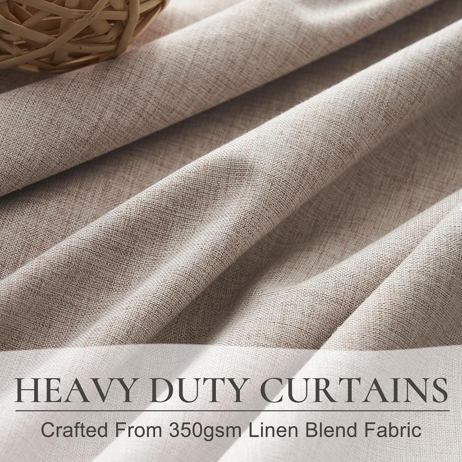 Qjmydeco Flax Linen Curtains for Living Room 2 Panels Set, 8-3/4 ft Long Thick Burlap Look Decorative Blackout Curtains 105 inch Sound Drap…