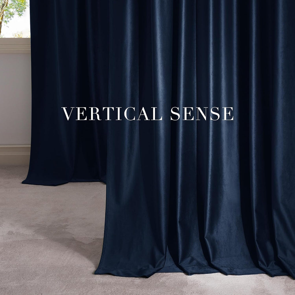 Nicetown Navy Blue Velvet Curtains Blackout for Bedroom, Rod Pocket & Back Tab Room Darkening Soft Luxury Window Treatments Heavyweight Win…