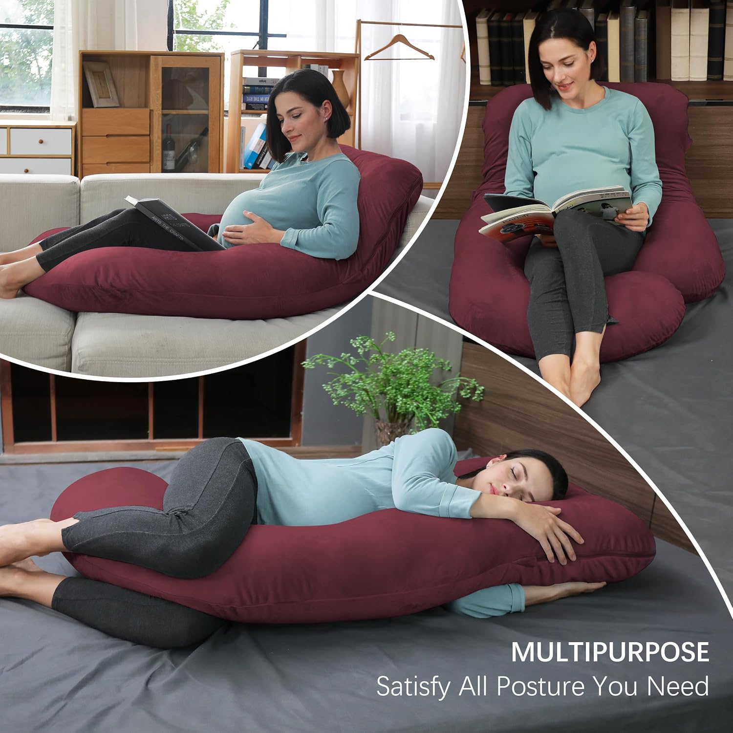 Moonpark MOON PARK Pregnancy Pillows for Sleeping - U Shaped Full Body Maternity Pillow with Removable Cover - Support for Back, Legs, Bell…