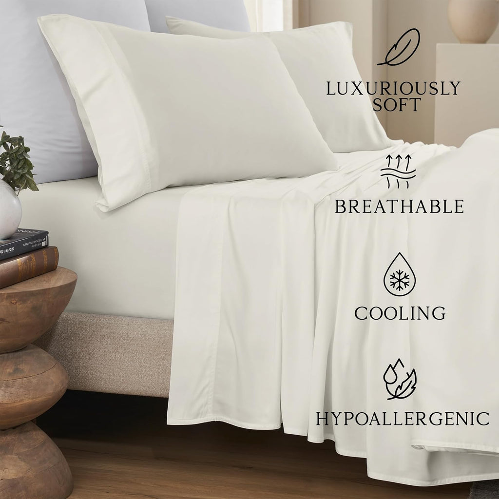 KARISSA MAE 6 Piece Pure Viscose from Bamboo King Size Sheet Set | 100% FSC Certified | Luxuriously Soft | Cooling | 18" Deep Pocket…