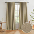 Keqiaosuocai Burlap Linen Blackout Curtains for Ceiling Track System Back Tab, Loop Pocket Curtains Pinch Pleated Drapes for Patio Sliding…